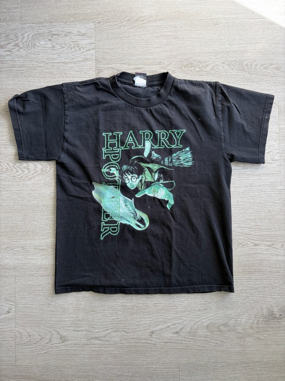 Harry Potter 2000 Black Kids Short Sleeve Tee with Green Graphic
